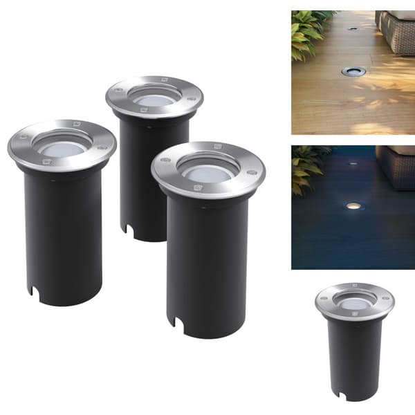 Udendørsbelysning - Living LED-nedgravningsspots 3 stk. rund