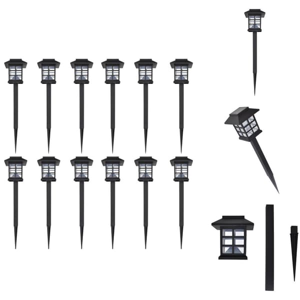 Utebelysning - Living Soldrivna marklampor LED 12 st med spett 8,6 x 8,6 x 38 cm