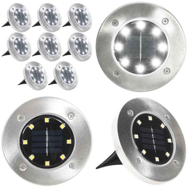 Soldrevne LED-nedgravningsspots 8 stk. Hvidt lys - Solcellelampe - Solcellelamper - Home & Living