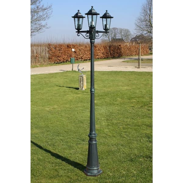 Lygtepæl med 3 arme 215 cm aluminium mørkegrøn/sort - Havelys - Havebelysning - Home & Living