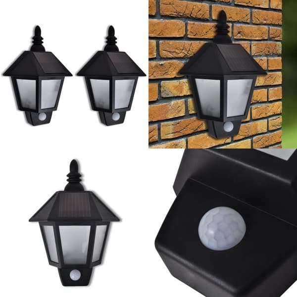 Aurinkoenergia seinävalaisin liikkeentunnistimella 2 kpl - Ulkovalo - Ulkovalot - Home & Living