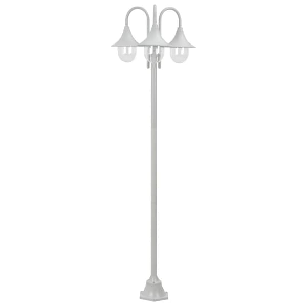Lyktstolpe för trädgård E27 220 cm aluminium 3 lyktor vit - Lampstolpe - Lampstolpar - Home & Living