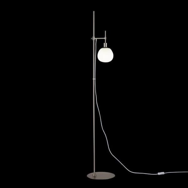 Maytoni golvlampa, armatur, torchiere, modern, i nickelfärgad metall, vit glasskärm 1 glödlampa ingår ej E14 40W 220V