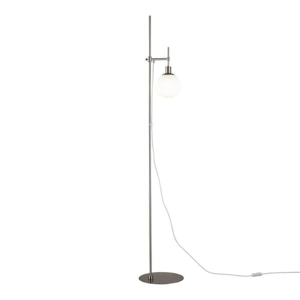 Maytoni golvlampa, armatur, torchiere, modern, i nickelfärgad metall, vit glasskärm 1 glödlampa ingår ej E14 40W 220V Vit