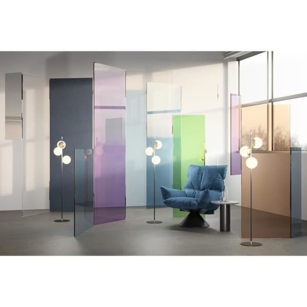 Maytoni Nostalgia Modern flerarmad golvlampa, matt guld, glasskärm