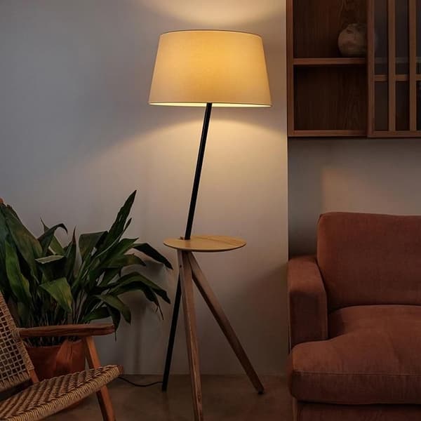 Lampställ - FARO - TREEWOOD - Ask - Beig skärm - Modern skandinavisk stil