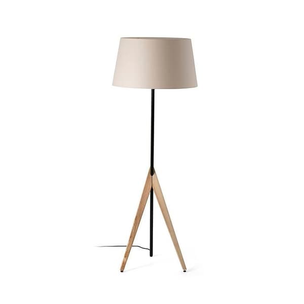 Faro TREEWOOD TriPod Golvlampa Ask med beige lampskärm