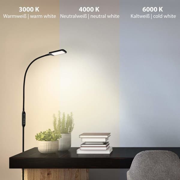 Briloner Golvlampa - 1296-015 - Leuchten LED Golvlampa med Dimmer och Fjärrkontroll 700 LM Svart 8 W