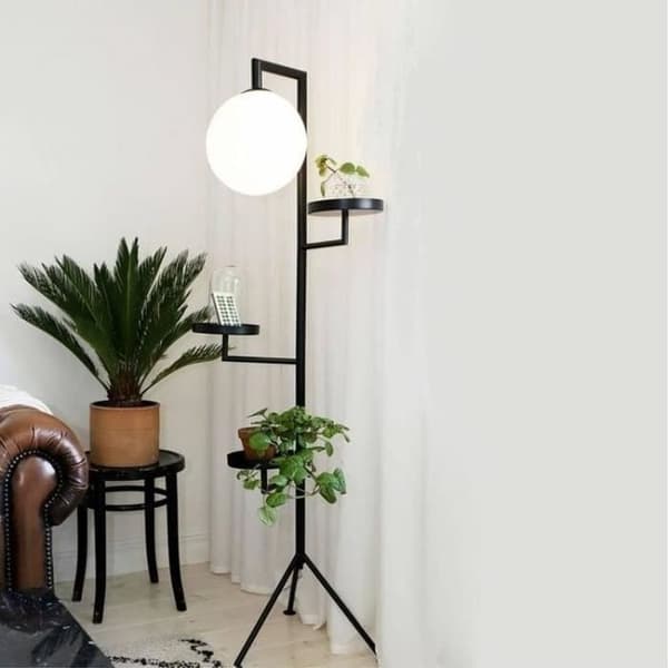 Lampadaire - Globen Lighting - Astoria - H153cm - Noir - Tripode med hyllor