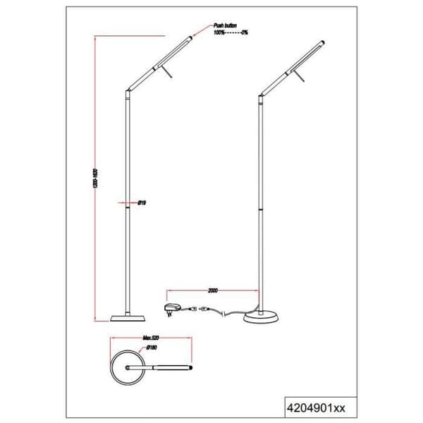 Lampställ - Trio - Filigran - 162 cm - LED - Stål/Glas - Vit/Matt Silver