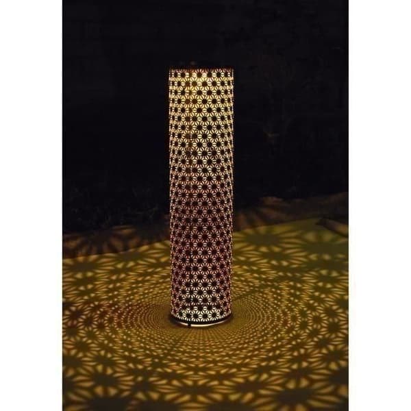 Solarlampa - GARDEN ID Kolumn - Guld-Svart Ø20 H60 cm - 6 till 8 timmars ljus - På/av-knapp - Slitstarkt LI-ION-batteri.