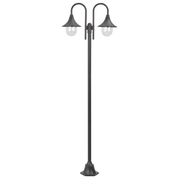 Lyktstolpe för trädgård E27 220 cm aluminium 2 lyktor brons