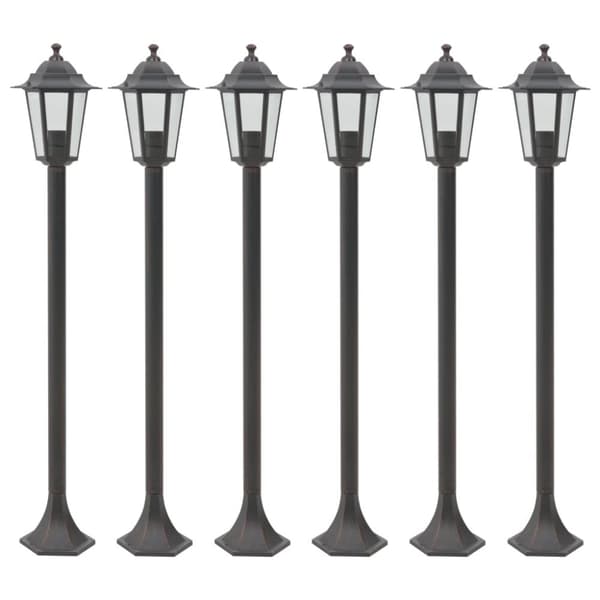 Lyktstolpar för trädgård 6 st E27 110 cm aluminium brons