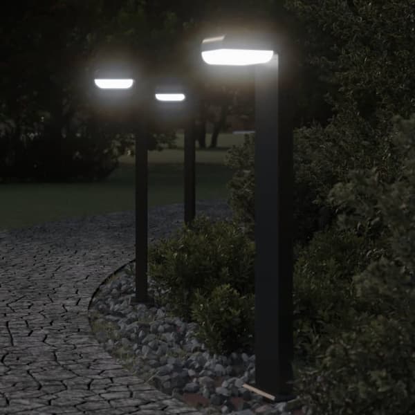 Utomhusgolvlampor 3st svart 80 cm gjuten aluminium