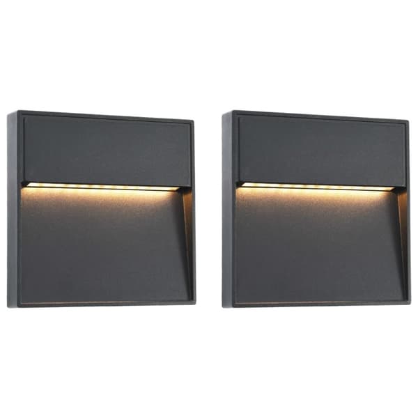 Utomhusvägglampa LED 2 st 3 W svart fyrkantig