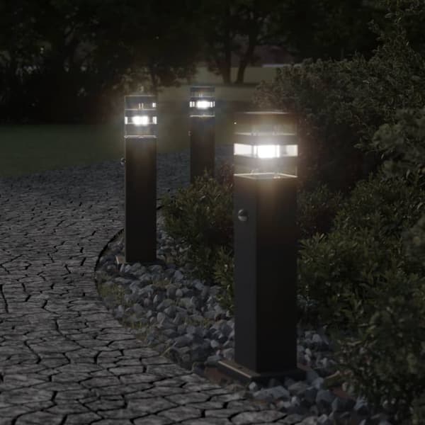 Utomhusgolvlampa med sensor svart 50 cm aluminium
