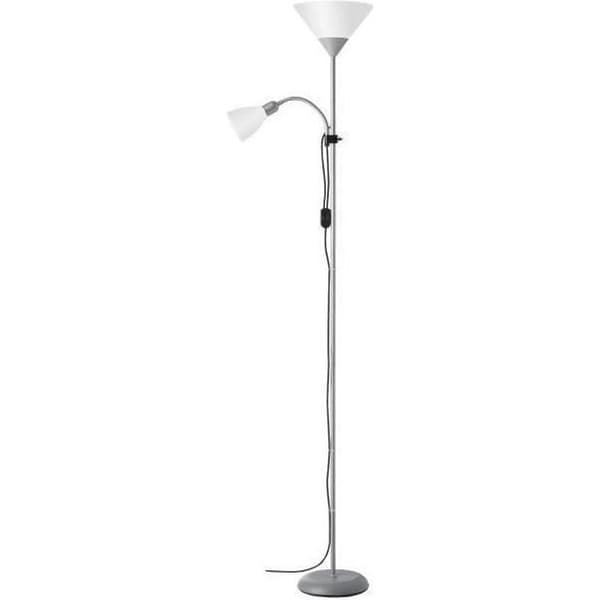 BRILLIANT Golvlampa med läslampa Spari 4 höjd 180 cm E27 60W silver och vit