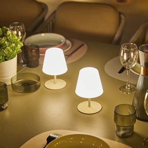 Set med 2 sladdlösa bordslampor - LUMISKY - TWINS - Cream - H16 cm - LED