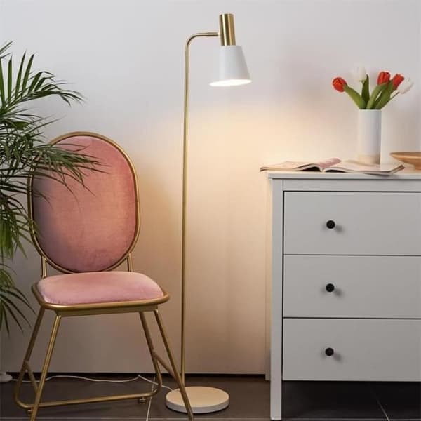 GRAND ELEGANCE-Golvlampa Metall H140cm guld och vit Pauleen H135cm / L22cm / Kabel 210cm Guld