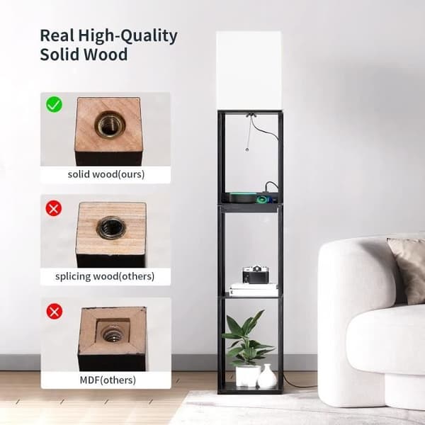 Lampfotogen - SUNMORY - Modell med 3 Färgtemperaturer - 2 USB-portar - Massivt trä - 1 Låda