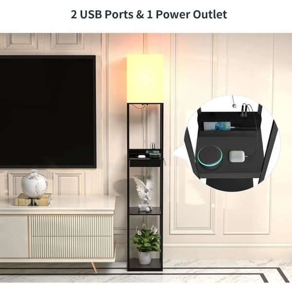 Lampfotogen - SUNMORY - Modell med 3 Färgtemperaturer - 2 USB-portar - Massivt trä - 1 Låda