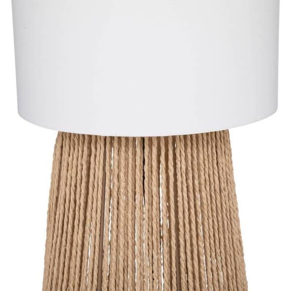 Benvägg i beige rep och vit lampskärm - ATMOSPHERA - H 130 cm - E27-sockel