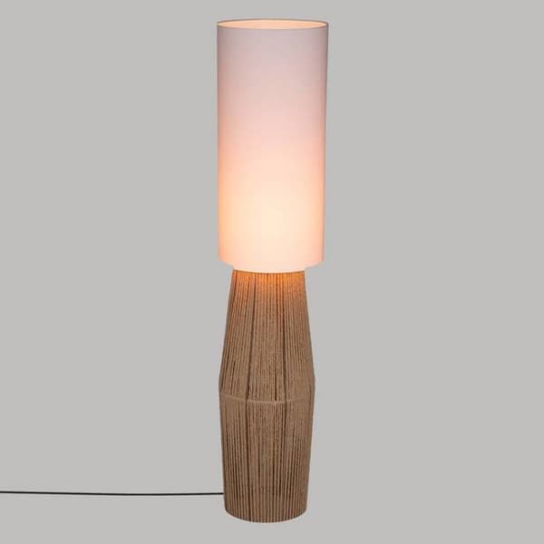 Benvägg i beige rep och vit lampskärm - ATMOSPHERA - H 130 cm - E27-sockel