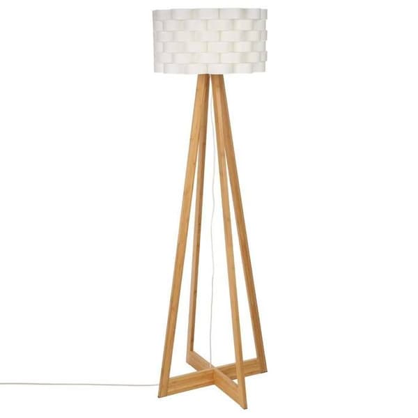 Bambu golvlampa - E27 - 60 W - H. 150 cm - Vit