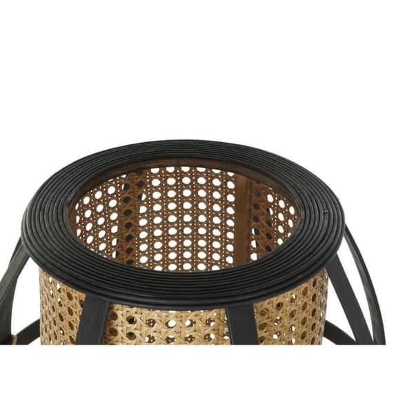 golvlampa svart metallbrun rottingbambu (38 x 38 x 119 cm)