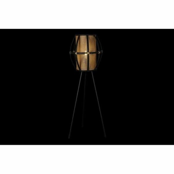 golvlampa svart metallbrun rottingbambu (38 x 38 x 119 cm)