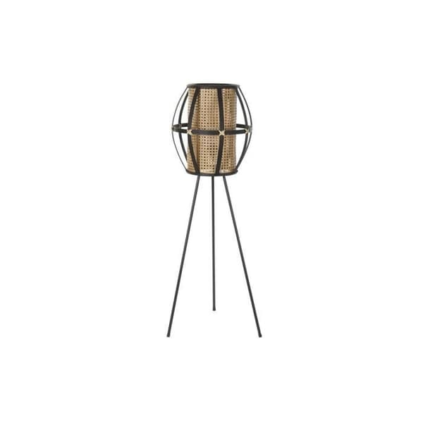 golvlampa svart metallbrun rottingbambu (38 x 38 x 119 cm)