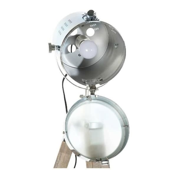 golvlampa metall trä silver ljusbrunt stativ (66 x 66 x 142 cm)