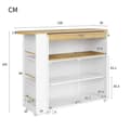 Miniatyrbild 5 av 6: Utfällbar bar med förvaring, modern mobil bar, utfällbar bar med LED, vit (138-204 x 39 x 105 cm)