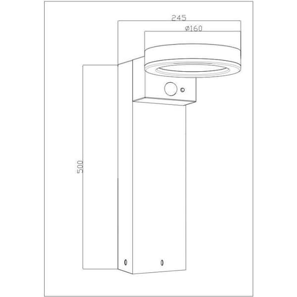 Solpollare - GALIX - G4590B - Mycket ljus - Rostfritt stål (alternativ för vägglampa) med detektor - H50 cm - 1000 Lumen