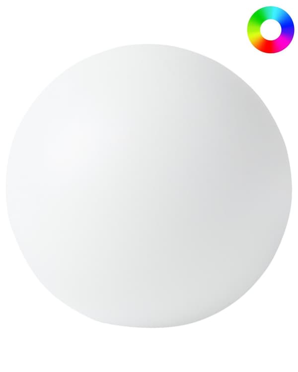 Kuglelampe Hvid Plast Ø 50 cm Rund Udendørs Belysning LED Kuglelys Lampe med Fjernbetjening Havelys Gulvlampe RGB Udelys med Batteri
