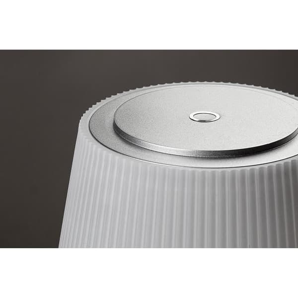 Inomhus bordsstativ i metall med dimbar plastskärm med strömbrytare klass G Rabalux Taena 4W - silver -