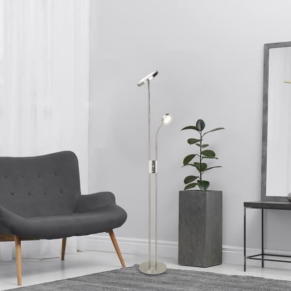 Högspännings LED-golvlampa med integrerad klass F Rabalux Ophus 18,5W - satin krom - 29,5x102x10 cm