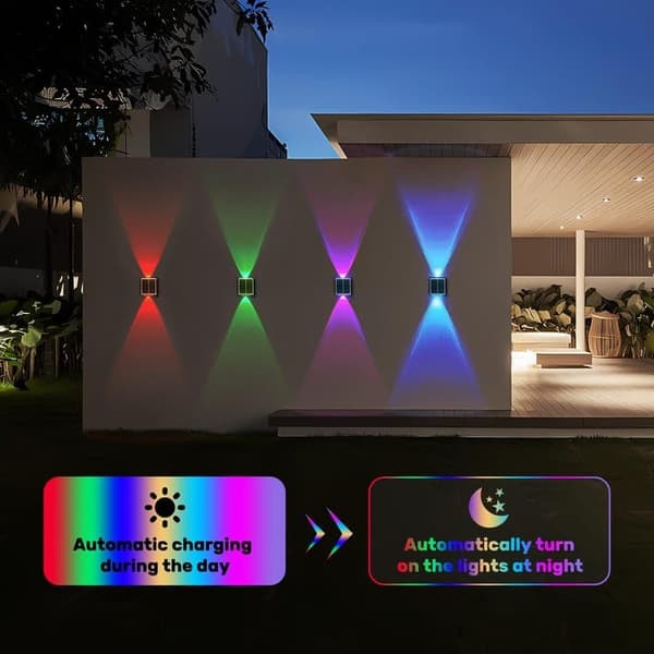 2-pack Solcellsvägglampor Uppåt, 2 LED, Vattentäta, Ljus för Utomhusdekoration