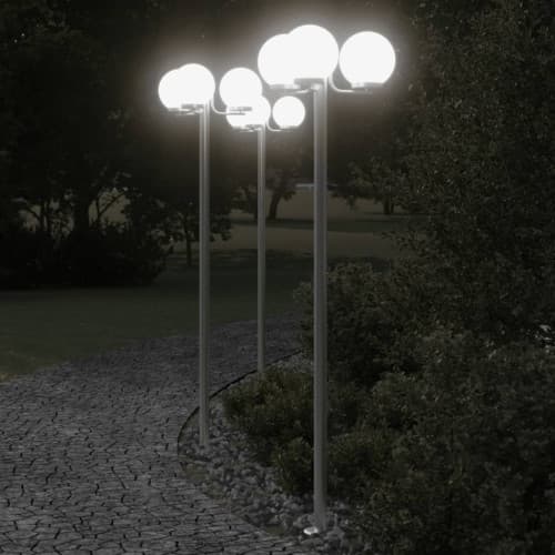 Utomhusgolvlampor 2 st silver 215 cm rostfritt stål