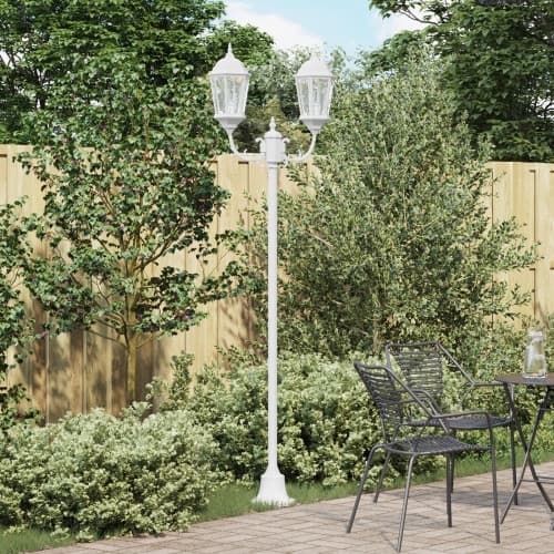Trädgårdslampa Pelare 2-Lampa E27 Vit 220 cm Aluminium