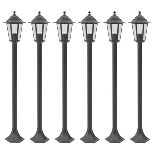 Lyktstolpar för trädgård 6 st E27 110 cm aluminium brons