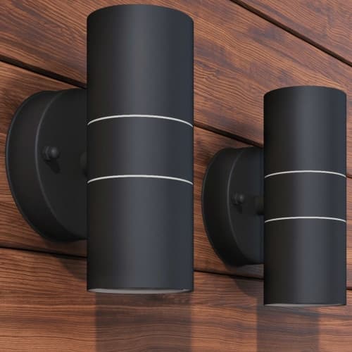 Utomhusvägglampa LED 2 st rostfritt stål uppåt/nedåt