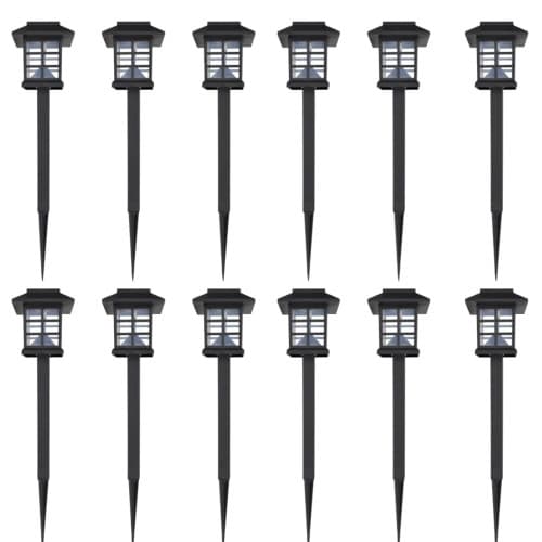 Soldrivna marklampor LED 12 st med spett 8,6 x 8,6 x 38 cm