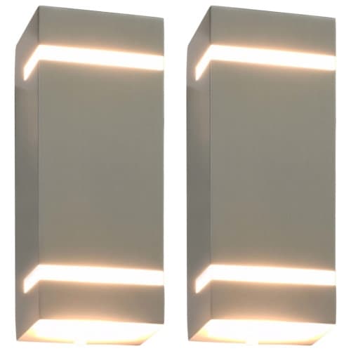 Utomhusvägglampa 2 st 35 W silver rektangulär