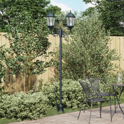 Trädgårdslyktstolpe 2-Lampa E27 Grön 220 cm Aluminium
