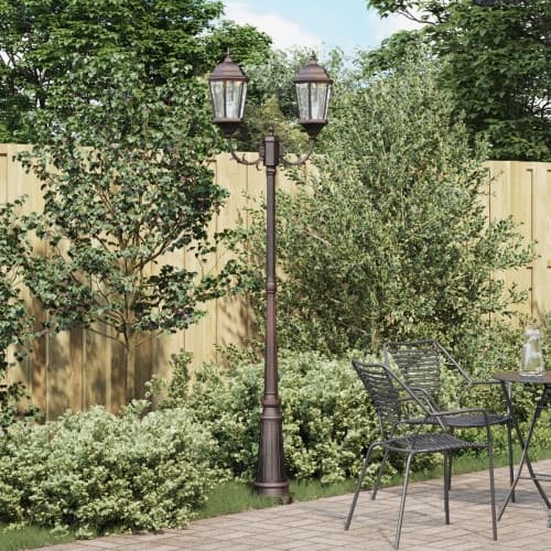 Trädgårdslampa Pollare 2-lampor E27 Brons 235 cm Aluminium