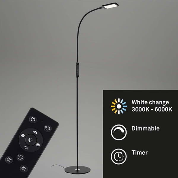 Briloner Golvlampa - 1296-015 - Leuchten LED Golvlampa med Dimmer och Fjärrkontroll 700 LM Svart 8 W
