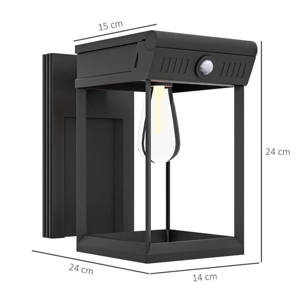 Solärvägglampa, 14x24x24 cm, Svart
