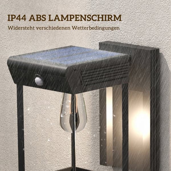 Solärvägglampa, 14x24x24 cm, Svart