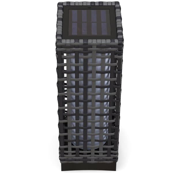 Ulkovalaisin, aurinkoenergialla toimiva rottinkivalaisin, 15,5P x 15,5L x 46K cm, harmaa